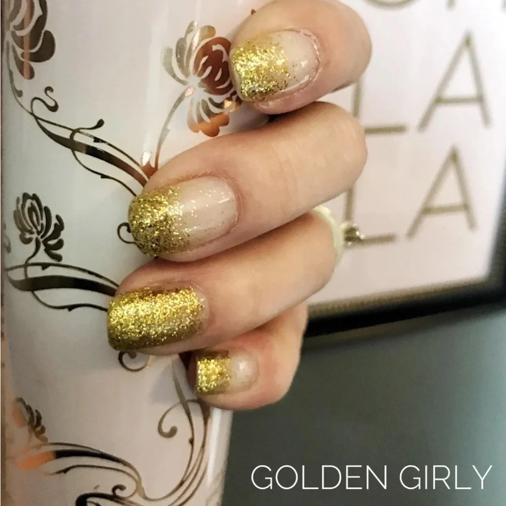 *Retired* Color Street: Golden Girly | Gold Metallic Glitter Dipped Party Yellow - Picture 7 of 14